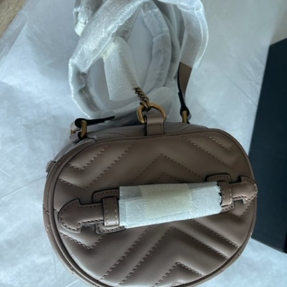Gucci Marmont Violet Old Rose GG Backpack Italy Travel Backpack Quilted NEW